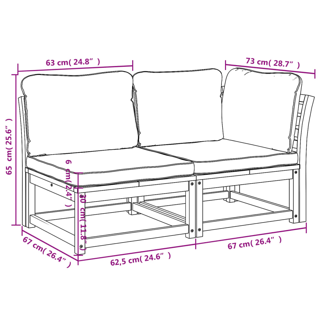 2-Tlg. Garten-Lounge-Set Mit Kissen Massivholz Akazie