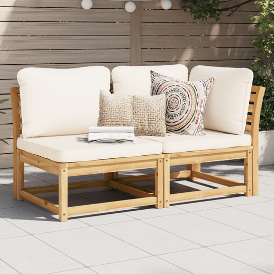 2-Tlg. Garten-Lounge-Set Mit Kissen Massivholz Akazie
