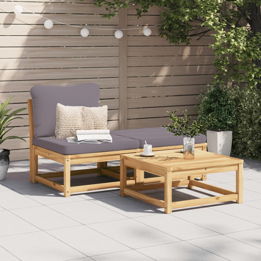 2-Tlg. Garten-Lounge-Set Mit Kissen Massivholz Akazie