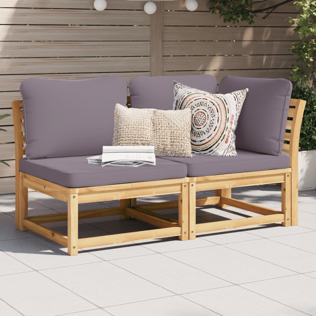 2-Tlg. Garten-Lounge-Set Mit Kissen Massivholz Akazie
