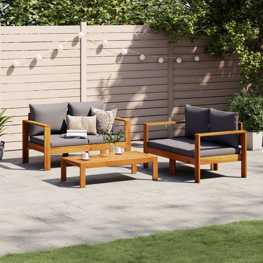 5-Tlg. Garten-Sofagarnitur Mit Kissen Massivholz Akazie