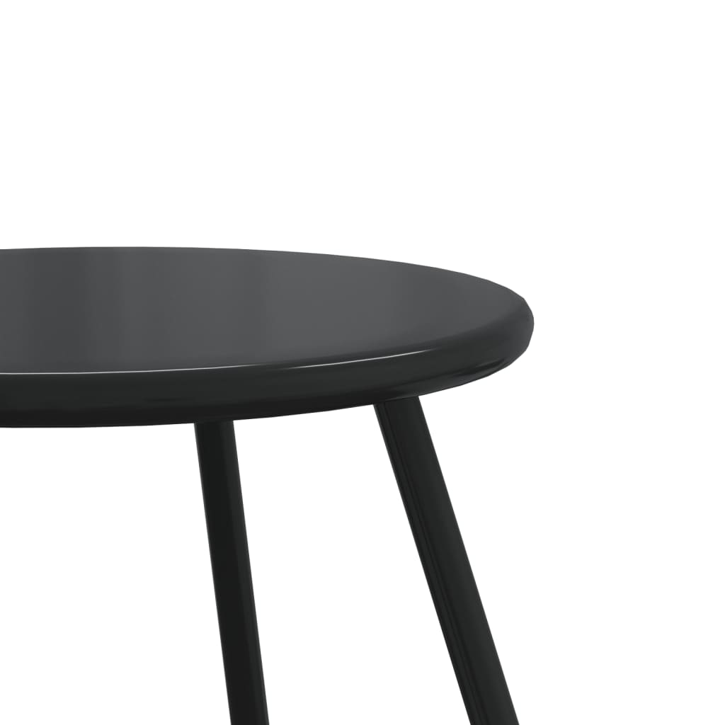 Garten-Couchtisch 2 Stk. Rund Schwarz Pulverbeschichteter Stahl Schwarz