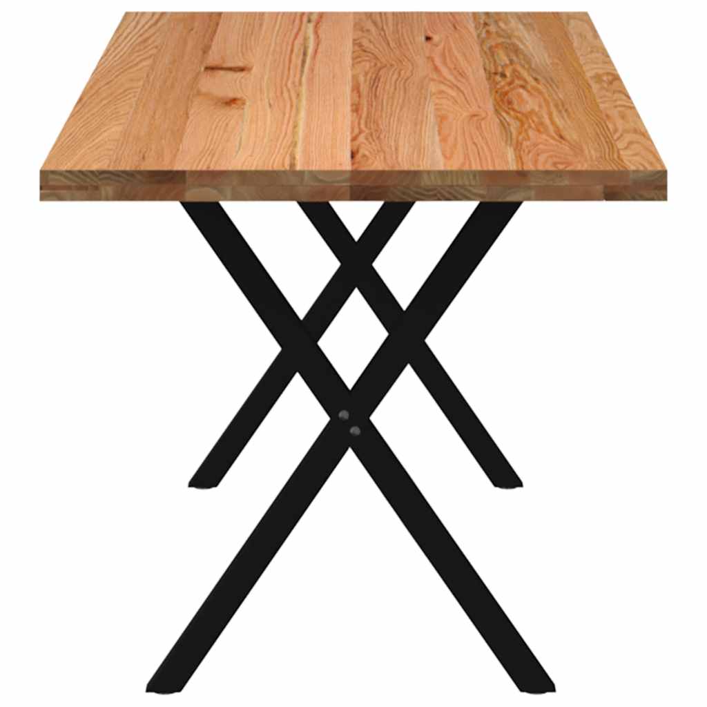 Esstisch Hellbraun 180X80X74 Cm Massivholz Eiche Rechteckig Schwarz