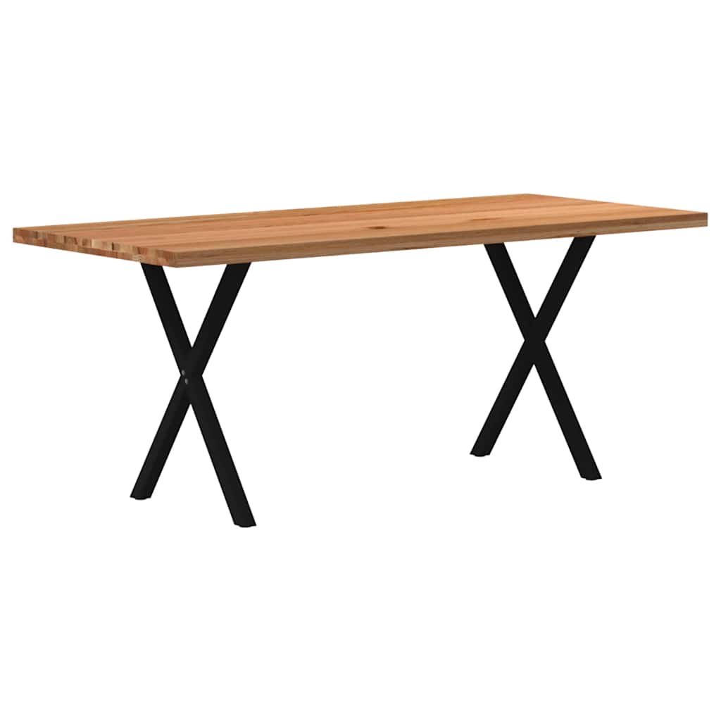 Esstisch Hellbraun 180X80X74 Cm Massivholz Eiche Rechteckig Schwarz