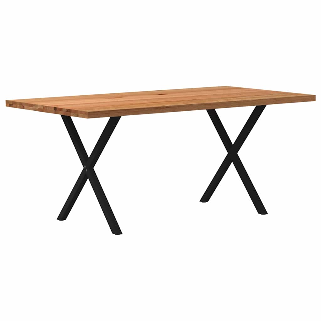 Esstisch Hellbraun 180X80X74 Cm Massivholz Eiche Rechteckig Schwarz
