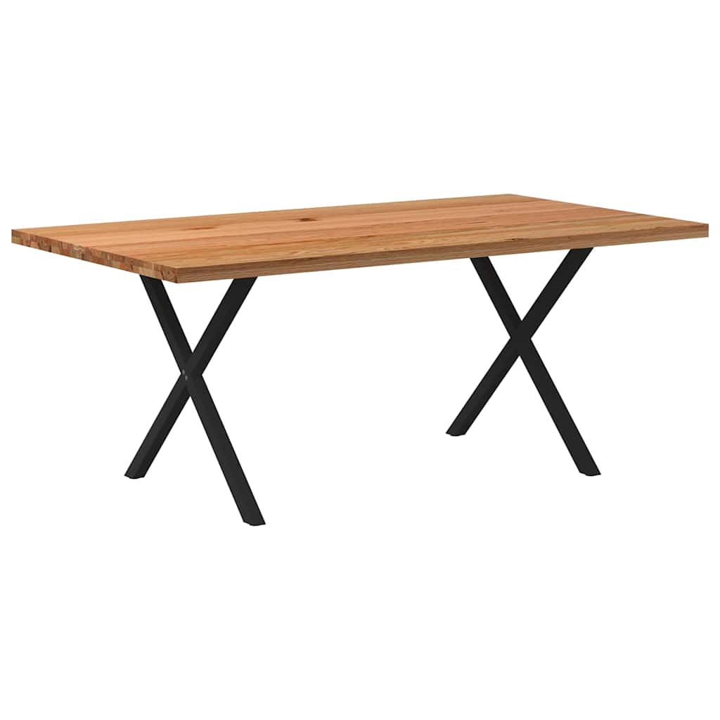 Esstisch Hellbraun 180X80X74 Cm Massivholz Eiche Rechteckig Schwarz