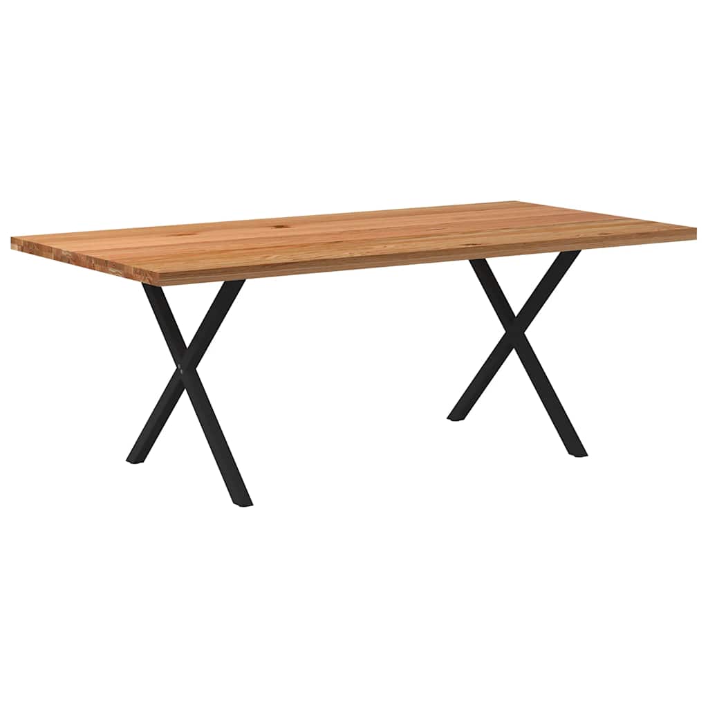 Esstisch Hellbraun 180X80X74 Cm Massivholz Eiche Rechteckig Schwarz