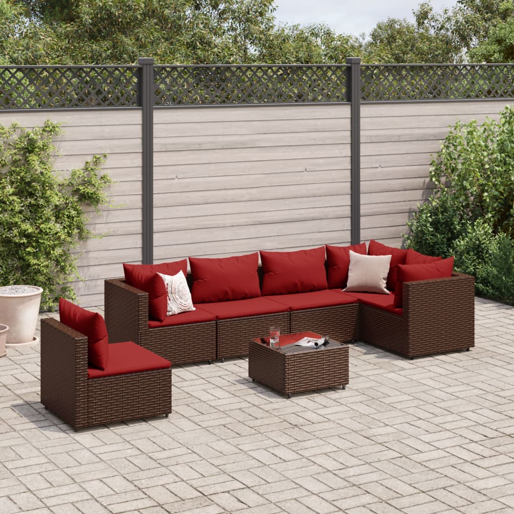 6-Tlg. Garten-Lounge-Set Mit Kissen Schwarz Poly Rattan