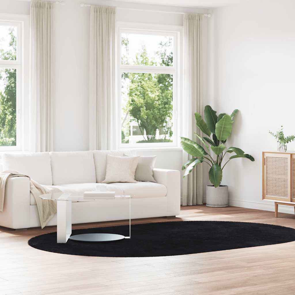 Teppich Shaggy Hochflor Navarra Polyester Schwarz