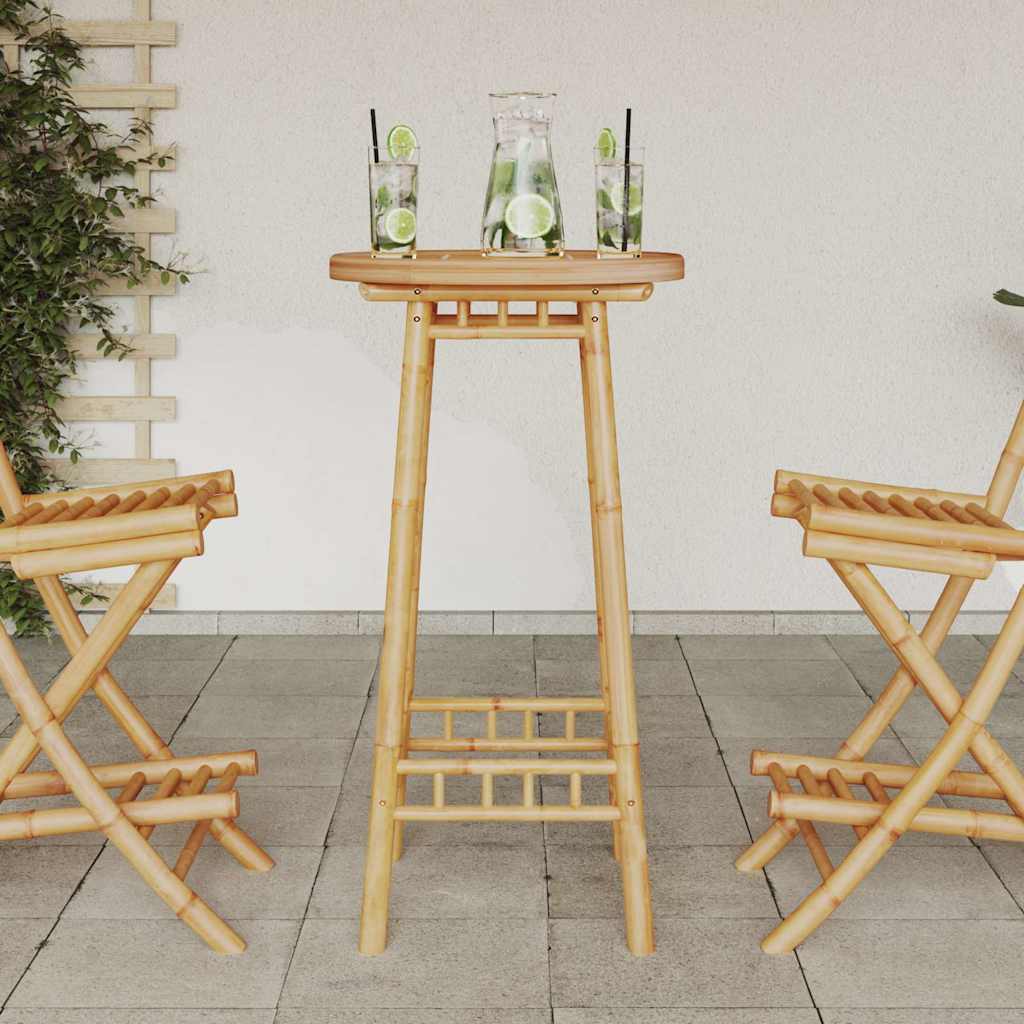 Garten-Bartisch Rund Ø55X100 Cm Bambus Schwarz