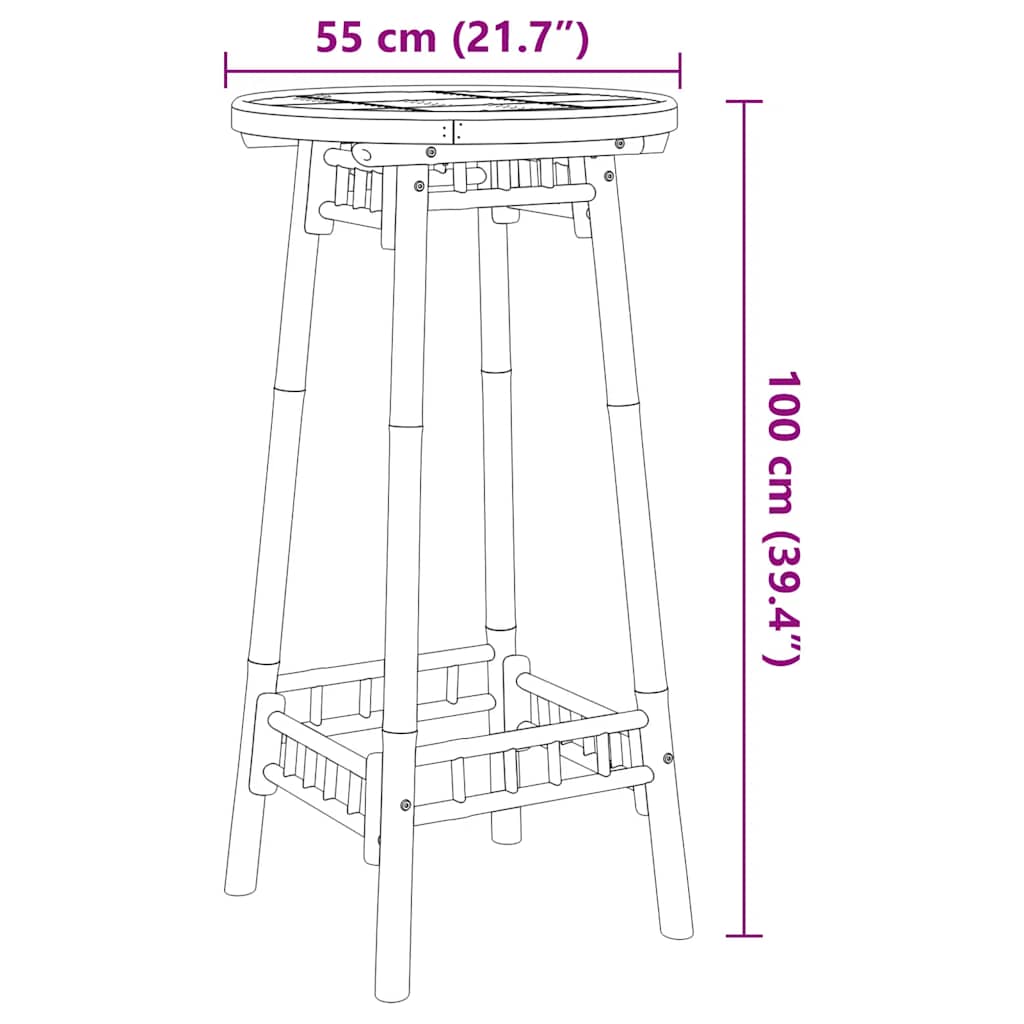 Garten-Bartisch Rund Ø55X100 Cm Bambus Schwarz