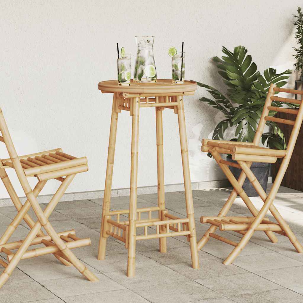 Garten-Bartisch Rund Ø55X100 Cm Bambus Schwarz