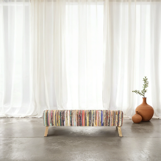 Colore Sitzbank - Mehrfarbig, Chindi-Stoff/ Mangoholz