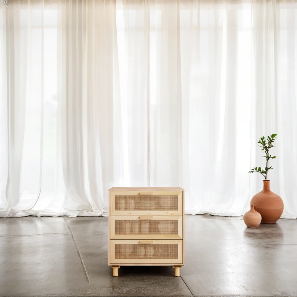 Celuk Kommode - Massivholz/ Rattan