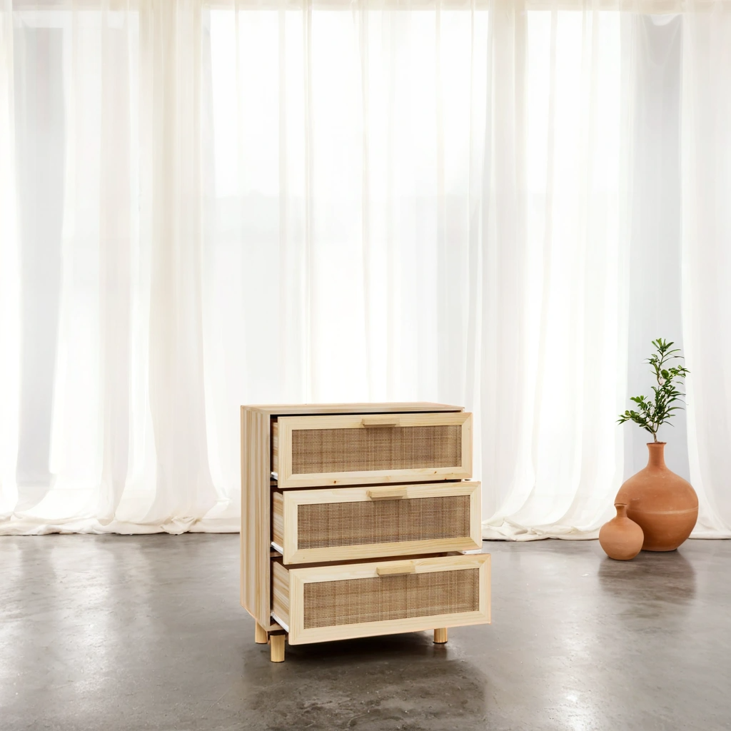 Celuk Kommode - Massivholz/ Rattan