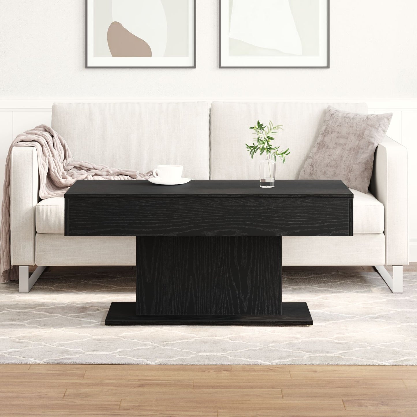 Couchtisch Schwarz Eiche 96X50X45 Cm Aus Holzwerkstoff