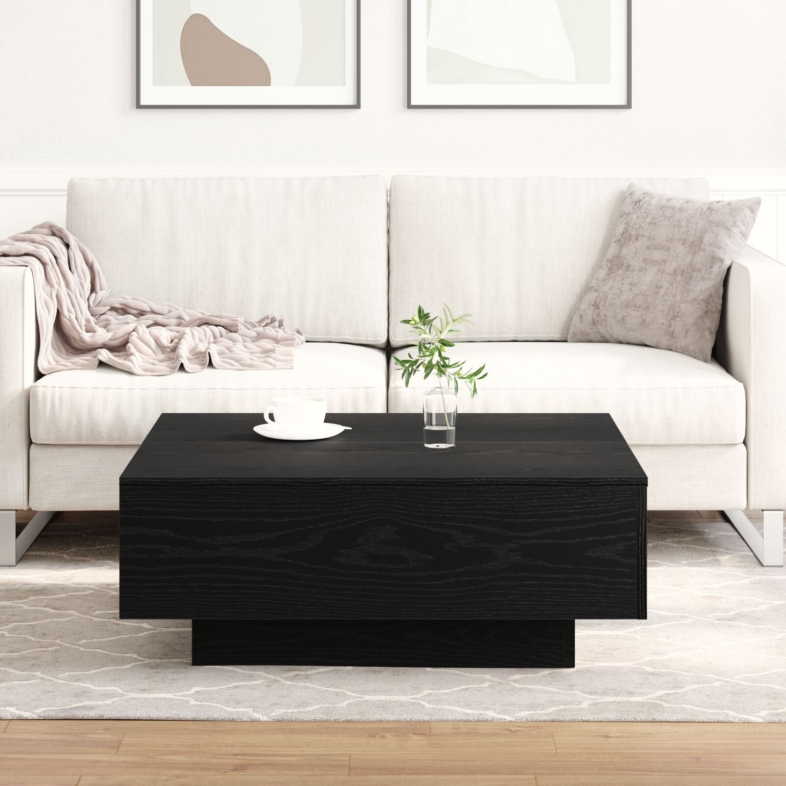 Couchtisch Schwarz Eiche 80X80X31 Cm Holzwerkstoff