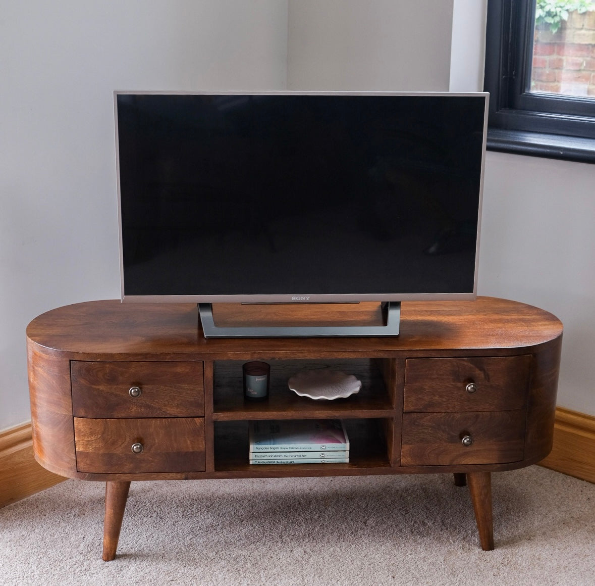 Candi Dasa TV Media Unit - Chestnut